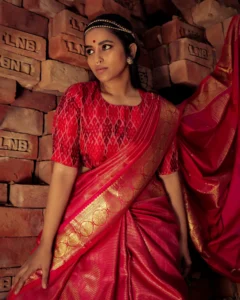 Actress Komalee Prasad stuns in a homely red saree look 4