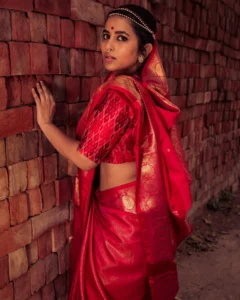 Actress Komalee Prasad stuns in a homely red saree look 5