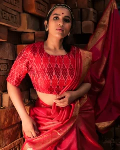 Actress Komalee Prasad stuns in a homely red saree look 6